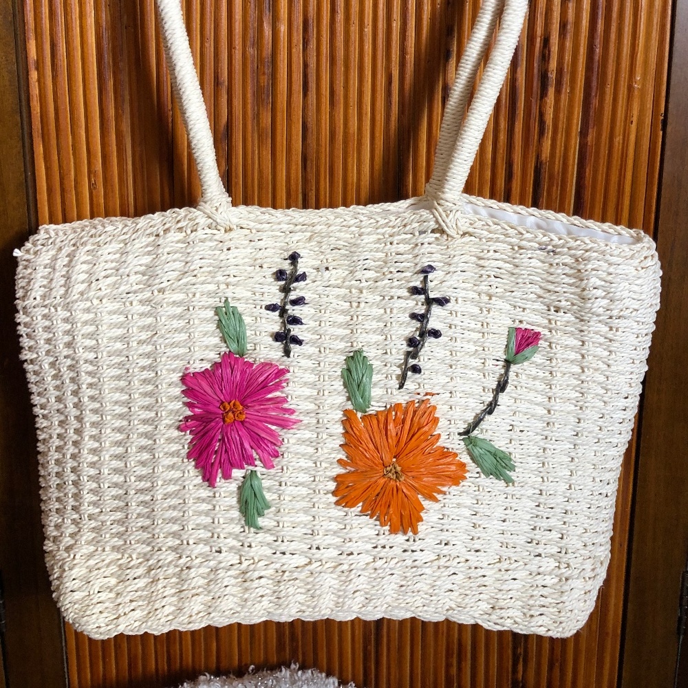 Vintage Boho Woven Floral Handbag